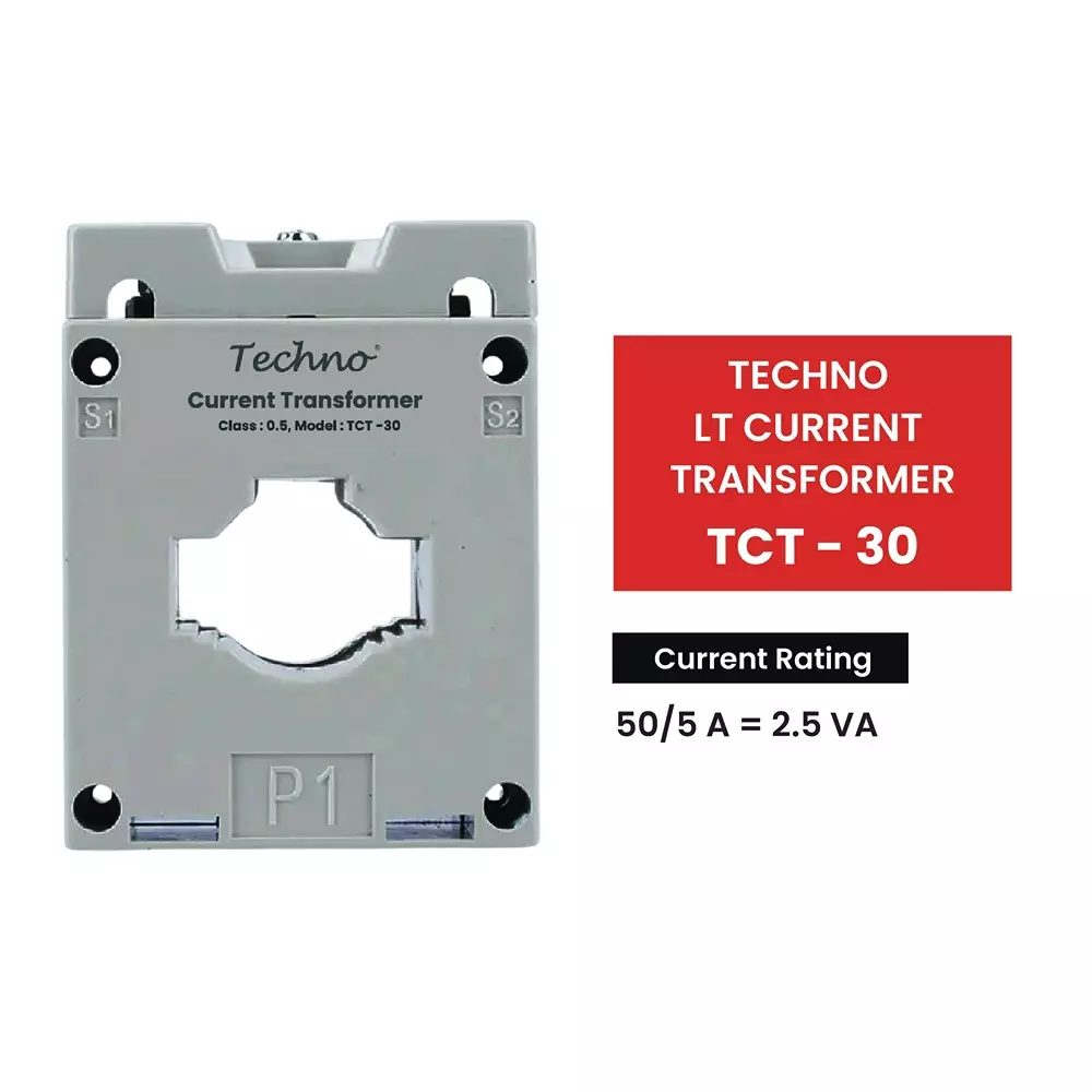 Techno Meters Resin Cast LT Current Transformer 50 A Current Rating 50-60 Hz Frequency Class 0.5 Accuracy, TCT - 30
