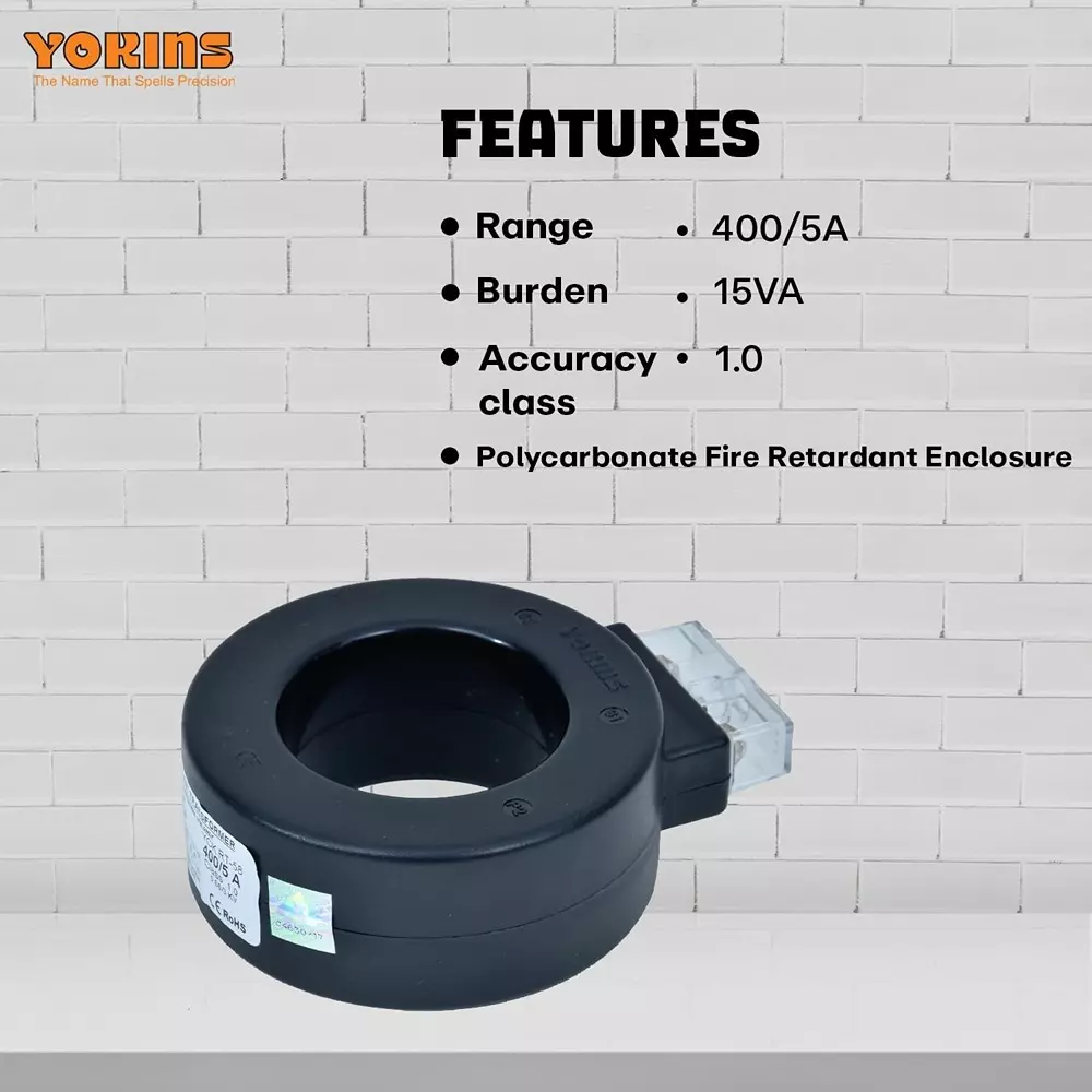YOKINS Current Transformer Round Shape 400/5A Range 15 VA Burden 58 mm Inner Diameter	, RT58-400.5A-15VA-1.0