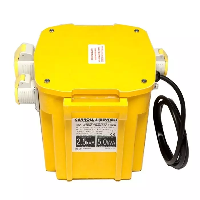 Carroll & Meynell Single Phase 2.5kVA Site Transformer 230 V AC Primary ±55 V AC Secondary 1x32 A 2x16 A O/P, CM5000/210/PT/RS