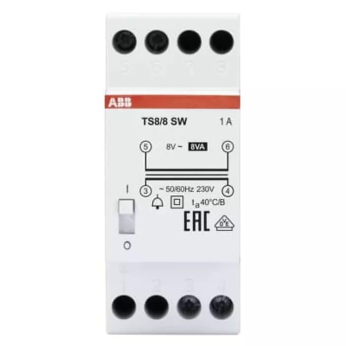 ABB DIN Rail Transformer, 230V Primary, 8 V AC Secondary, 2CSM081302R0811