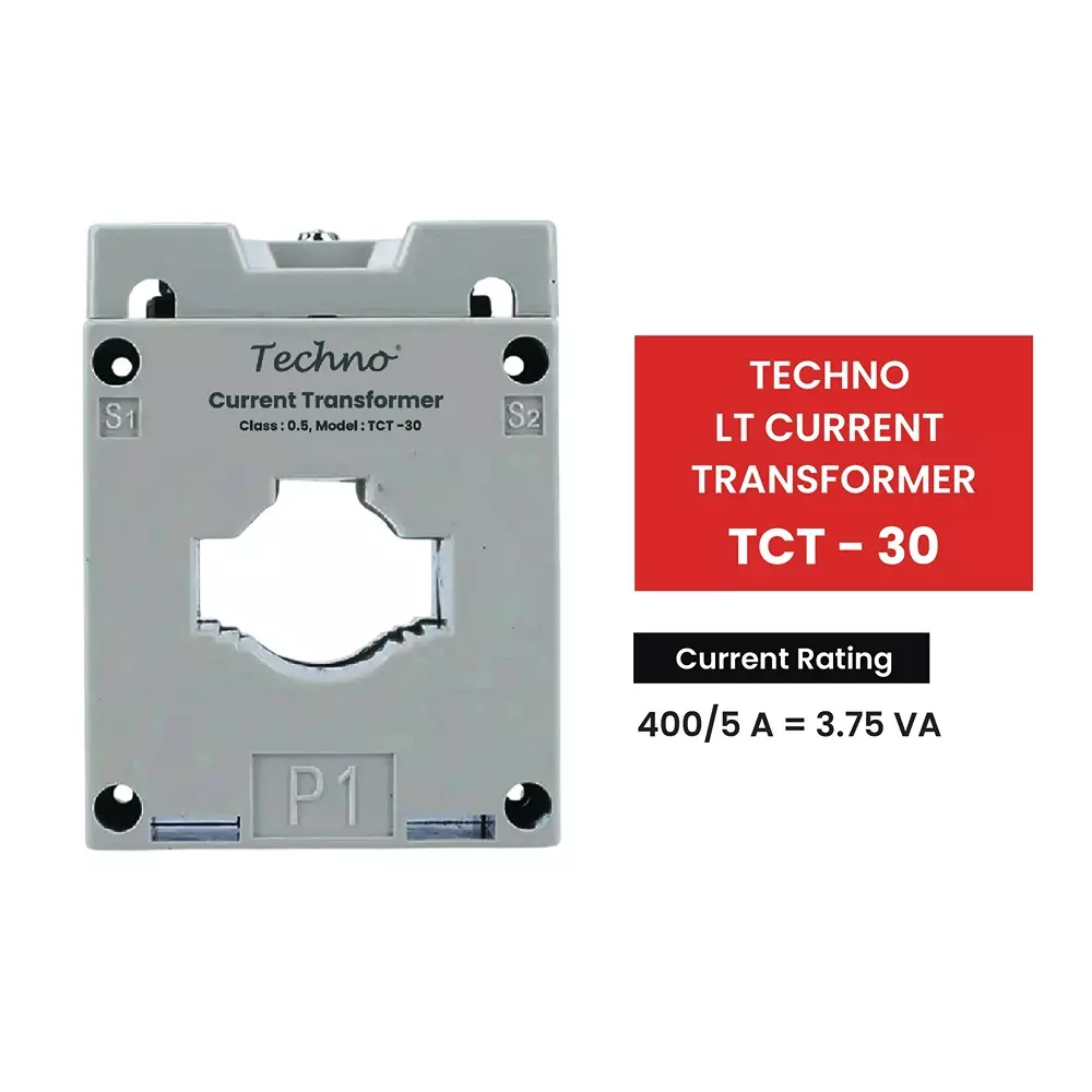 Techno Meters Resin Cast LT Current Transformer 400 A Current Rating 50-60 Hz Frequency Class 0.5 Accuracy, TCT - 30