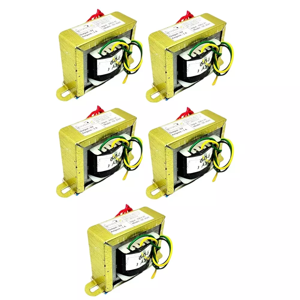 Invento Step Down Centre Tapped Transformer Copper Winding 6-0-6 Type 1 A Current 220-6 V AC, ISC 3024-2 (Pack of 5 Pcs)