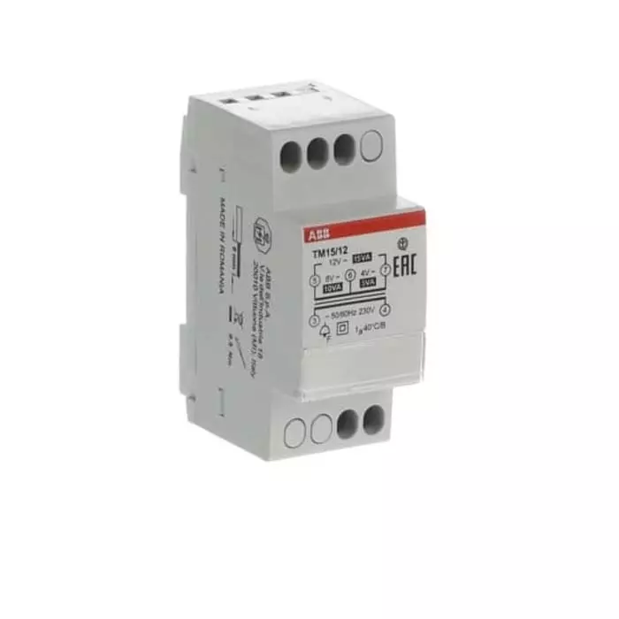 ABB 15W Bell Transformer, CE, 230V Primary, 4 â†’ 12 V AC Secondary, 2CSM228735R0802TM15/12
