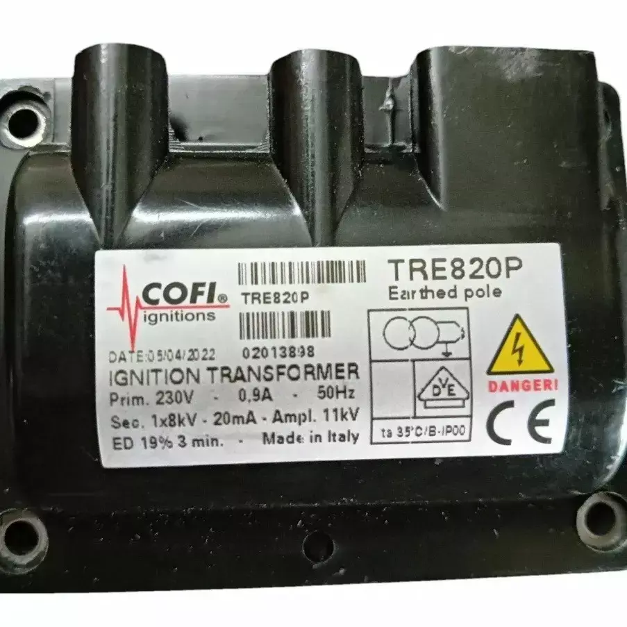 Cofi Dry Type Ignition Transformer 0.9 Amp Single Phase 1x8 kV, TRE820P