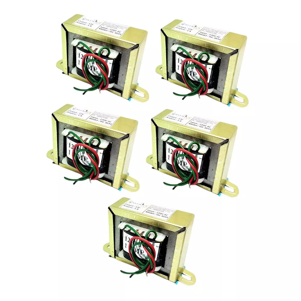 Invento Step Down Centre Tapped Transformer Copper Winding 12-0-12 Type 1 A Current 220-12 V AC, ISC 3034-2 (Pack of 5 Pcs)