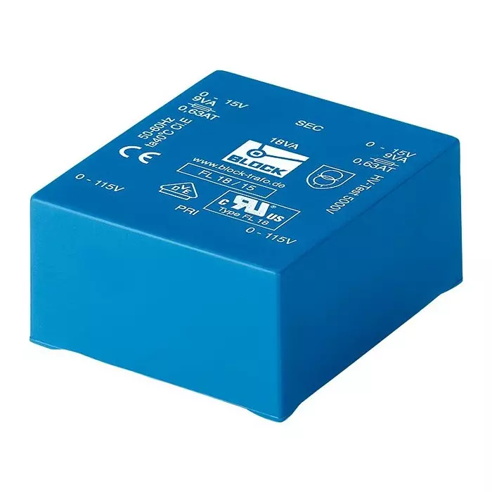 BLOCK TRANSFORMER, 6VA, 2 X 6V, FL6/6