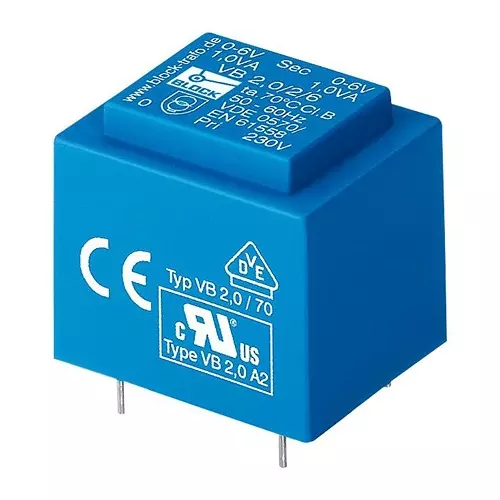 BLOCK TRANSFORMER, 2.8VA, 2 X 6V, VB2.8/2/6