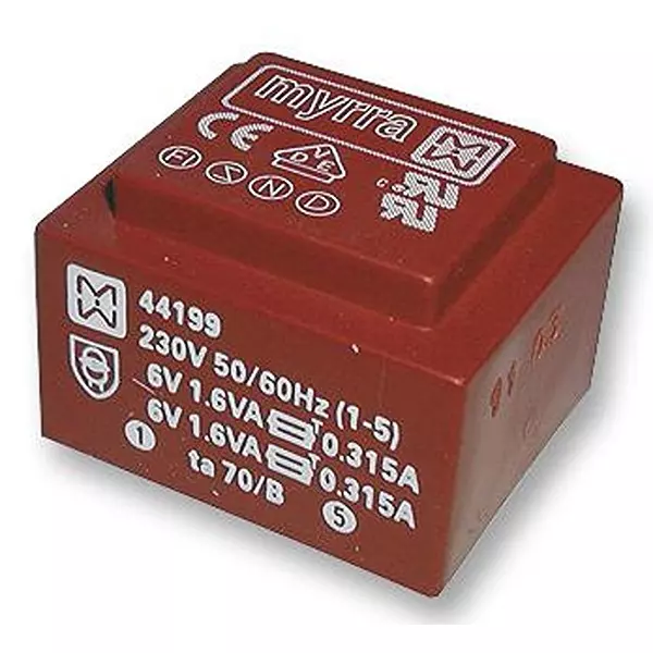 MYRRA Transformer, 3.2Va, 230V, 2 X 24V, 44204