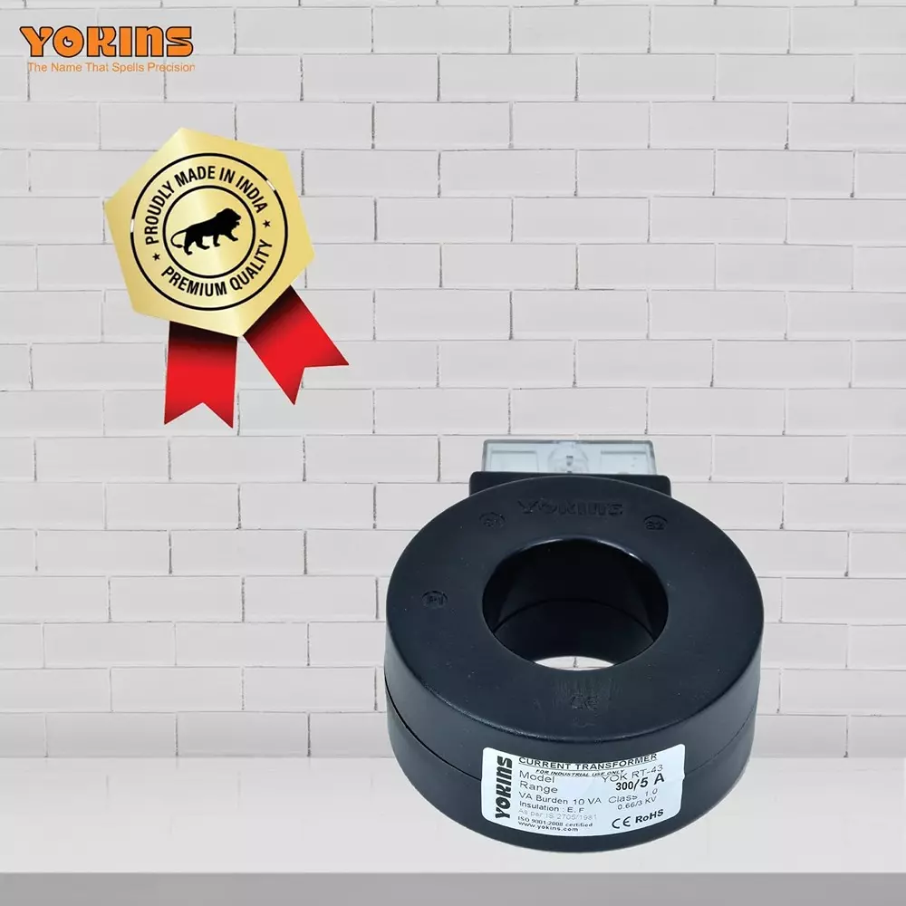 YOKINS Current Transformer Round Shape 300/5A Range 10 VA Burden 43 mm Inner Diameter	, RT43-300.5A-10VA-1.0