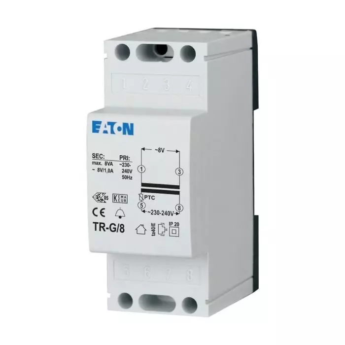 EATON DIN Rail Transformer, 230 V AC Primary, 8V Secondary, 272480 TR-G/8