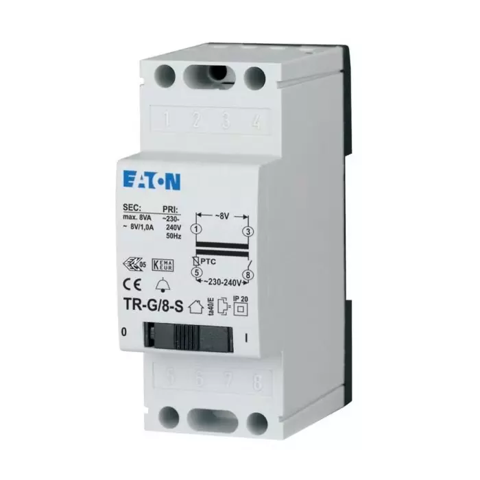 EATON DIN Rail Transformer, 230 V AC Primary, 8V Secondary, 272482 TR-G/8-S