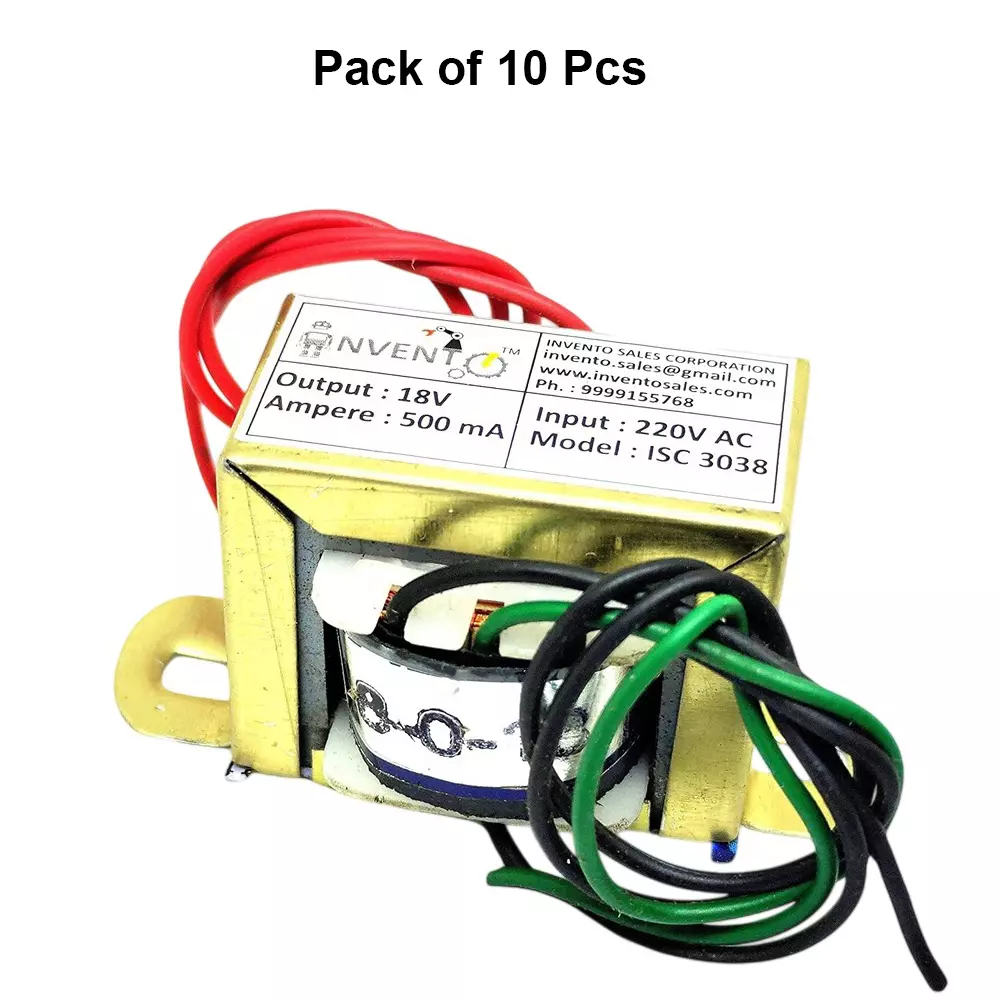 invento-step-down-centre-tapped-transformer-copper-winding-18-0-18-type-500-ma-current-220-18-v-ac-isc-3038-4-pack-of-10-pcs
