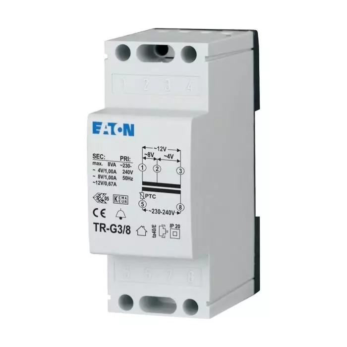EATON DIN Rail Transformer, 230 V AC Primary, 4V Secondary, 272481 TR-G3/8