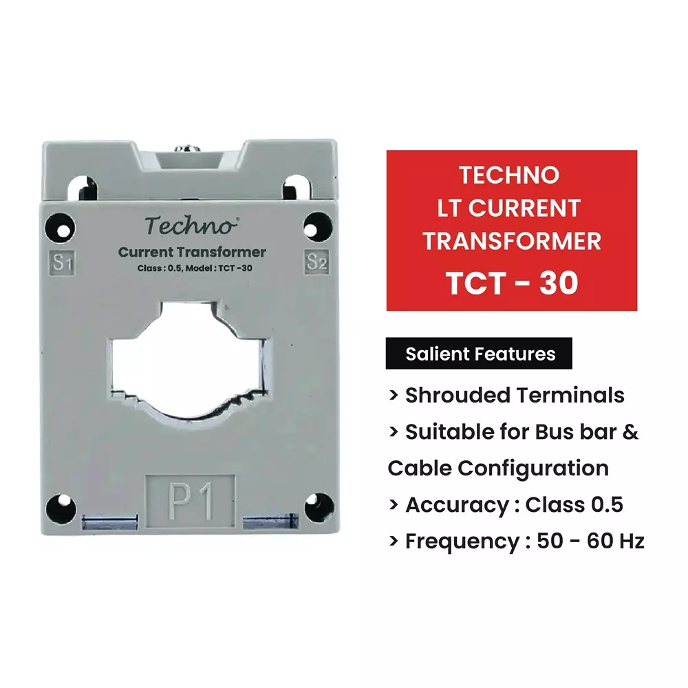 Techno Meters Resin Cast LT Current Transformer 200 A Current Rating 50-60 Hz Frequency Class 0.5 Accuracy, TCT - 30