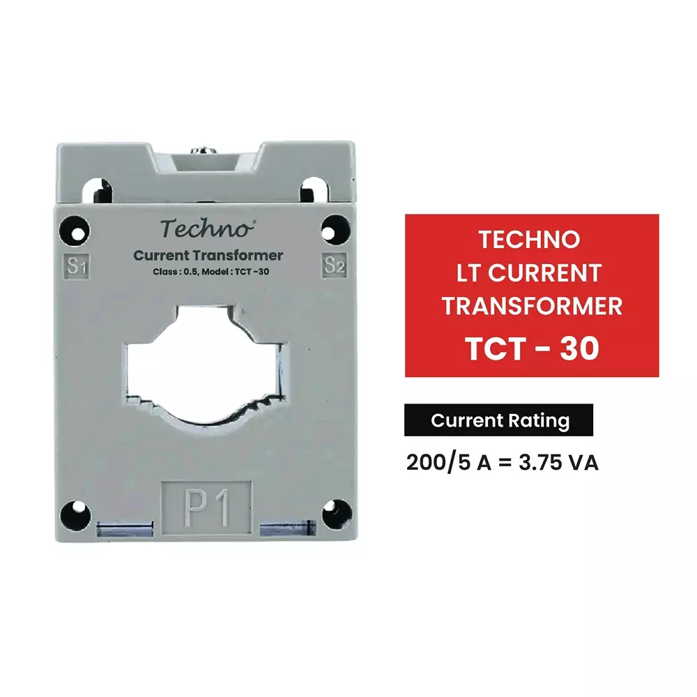 Techno Meters Resin Cast LT Current Transformer 200 A Current Rating 50-60 Hz Frequency Class 0.5 Accuracy, TCT - 30