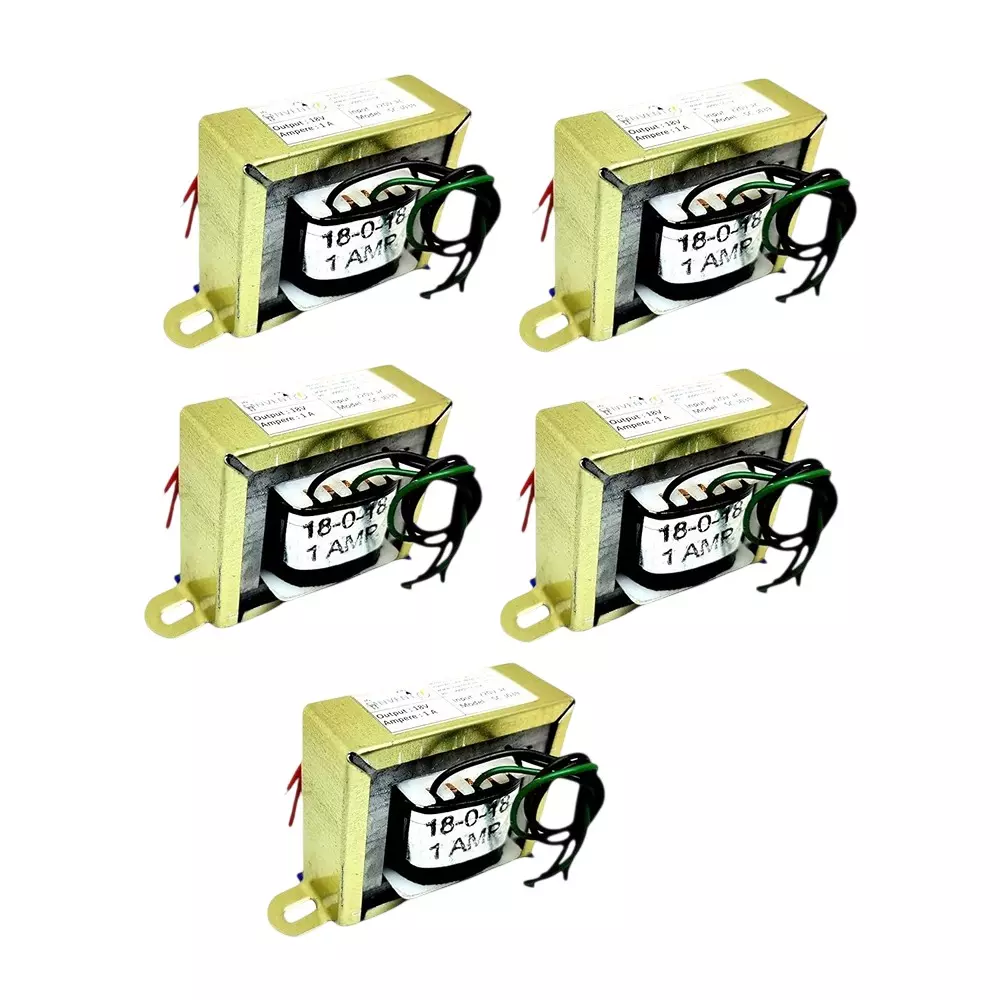 Invento Step Down Centre Tapped Transformer Copper Winding 18-0-18 Type 1 A Current 220-18 V AC, ISC 3039-2 (Pack of 5 Pcs)