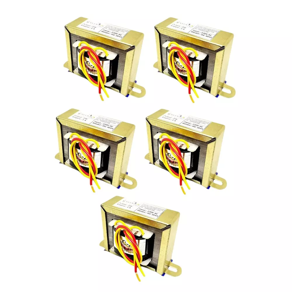 Invento Step Down Centre Tapped Transformer Copper Winding 24-0-24 Type 1 A Current 220-24 V AC, ISC 3044-2 (Pack of 5 Pcs)