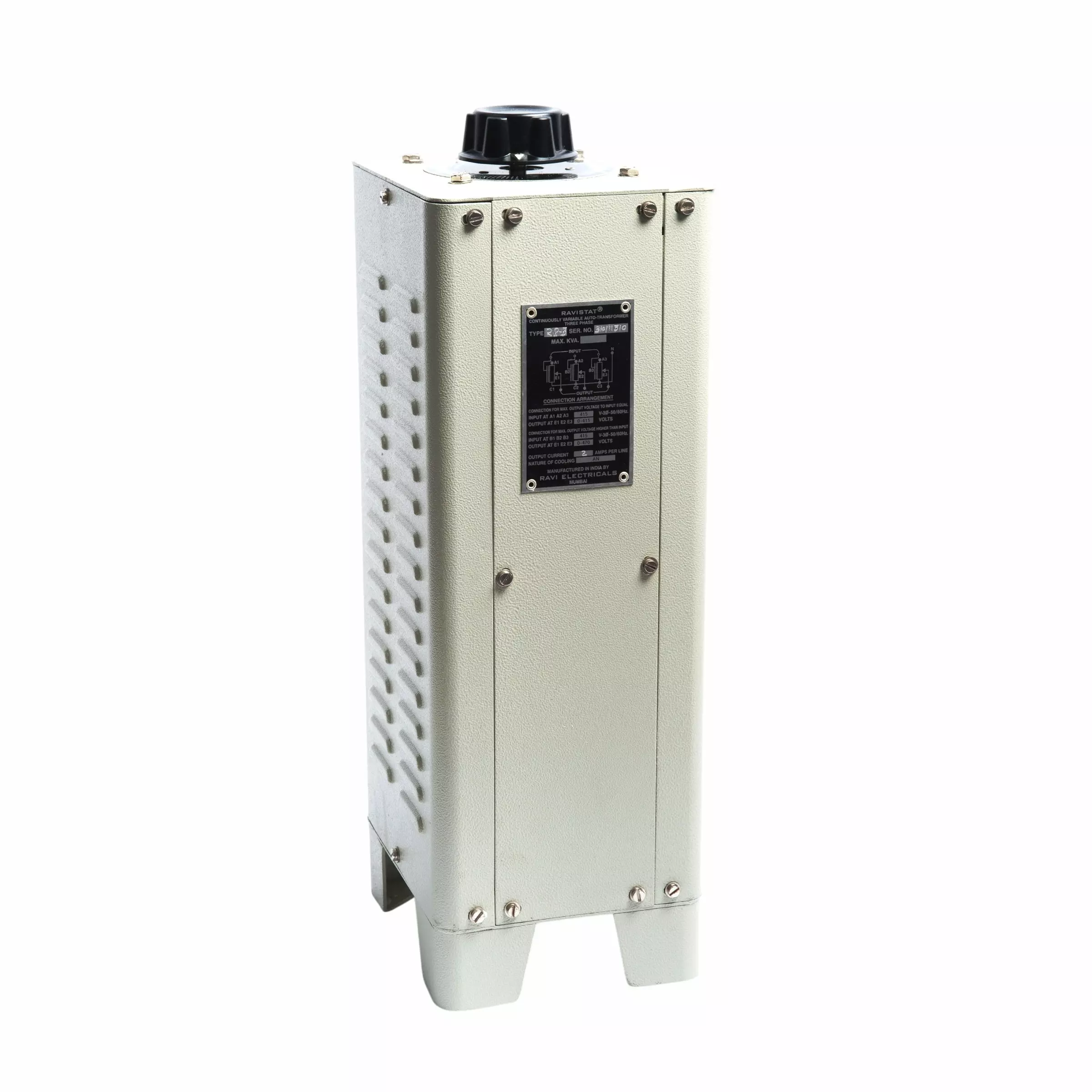 Crown 440 V AC Three Phase Variable Auto Transformer (VARIAC) Portable Type, 28 Amp