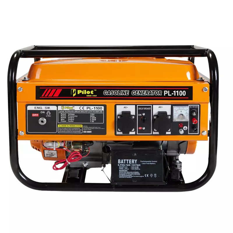 Pilot Generator 98 CC, 1.1 kW Recoil Start and 15 L Fuel Tank Capacity, PL-111X