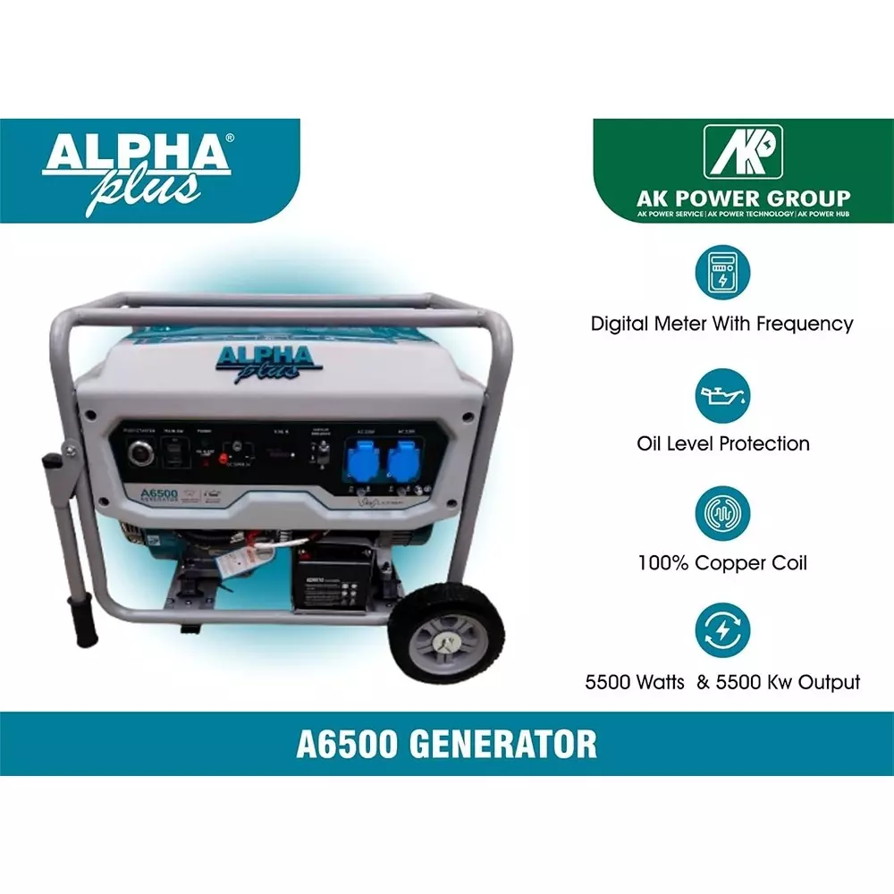 Alpha Plus Portable Generators With Remote AVR 7000 W Rated Output 25 L Fuel Capacity 439 CC Engine, A9500