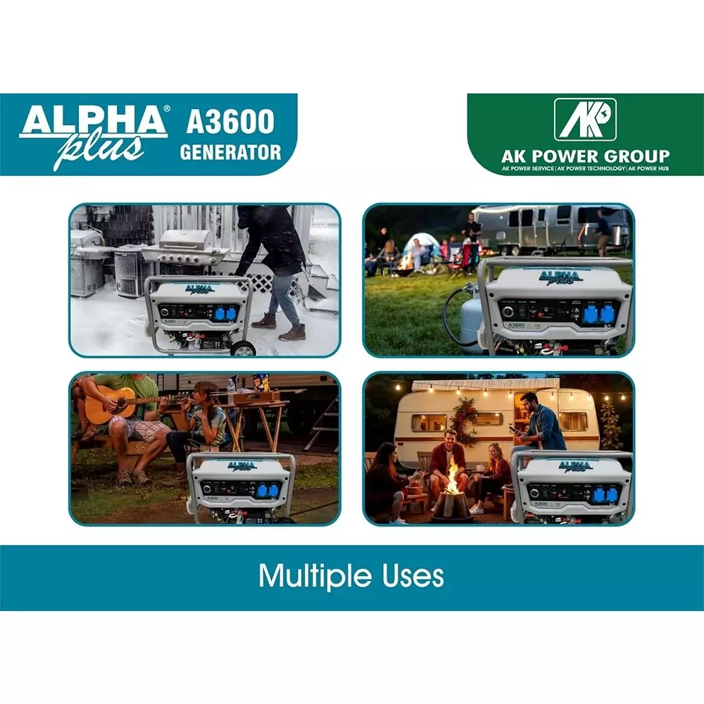 Alpha Plus Portable Generators With Remote AVR 2800 W Rated Output 15 L Fuel Capacity 212 CC Engine, A3600
