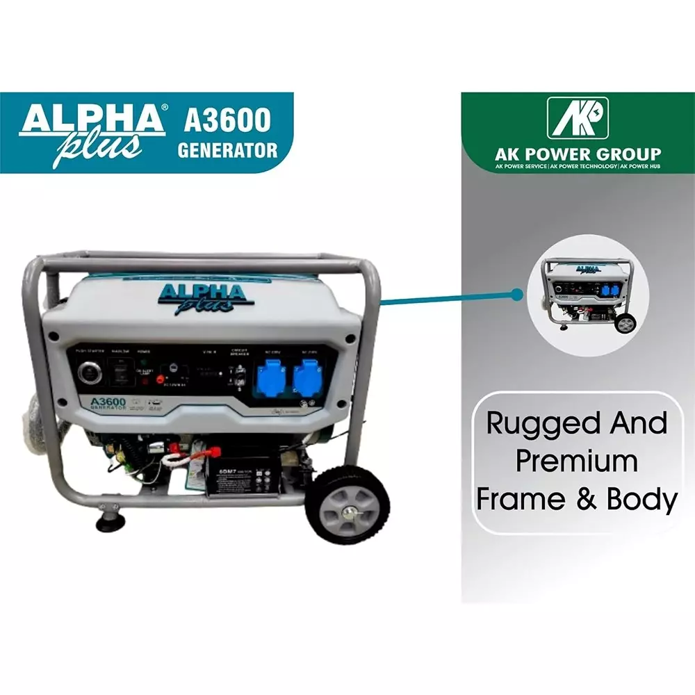 Alpha Plus Portable Generators With Remote AVR 2800 W Rated Output 15 L Fuel Capacity 212 CC Engine, A3600