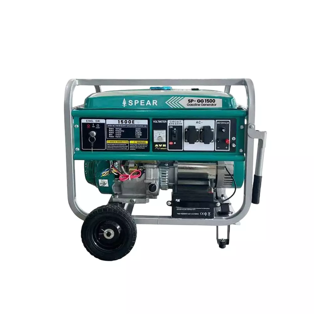 Spear Single Cylinder Air Cooled Gasoline Generator 99 cc Dispacement 1.7 kW Power 6 L Tank Capacity Ductile Iron, 1500