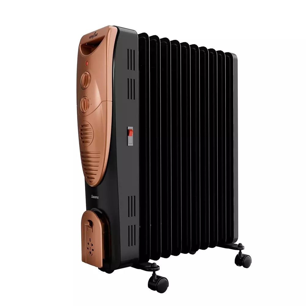 Kenstar 2900 W Oil Filled Room Heater with 400 W PTC Fan Heater, 11 Fins in Black & Gold Color, Luxora