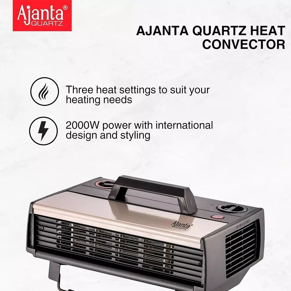 Ajanta Heat Convector Heater 1000 W/2000 W 2 Heat Setting with Cool Touch Handle, HC-912