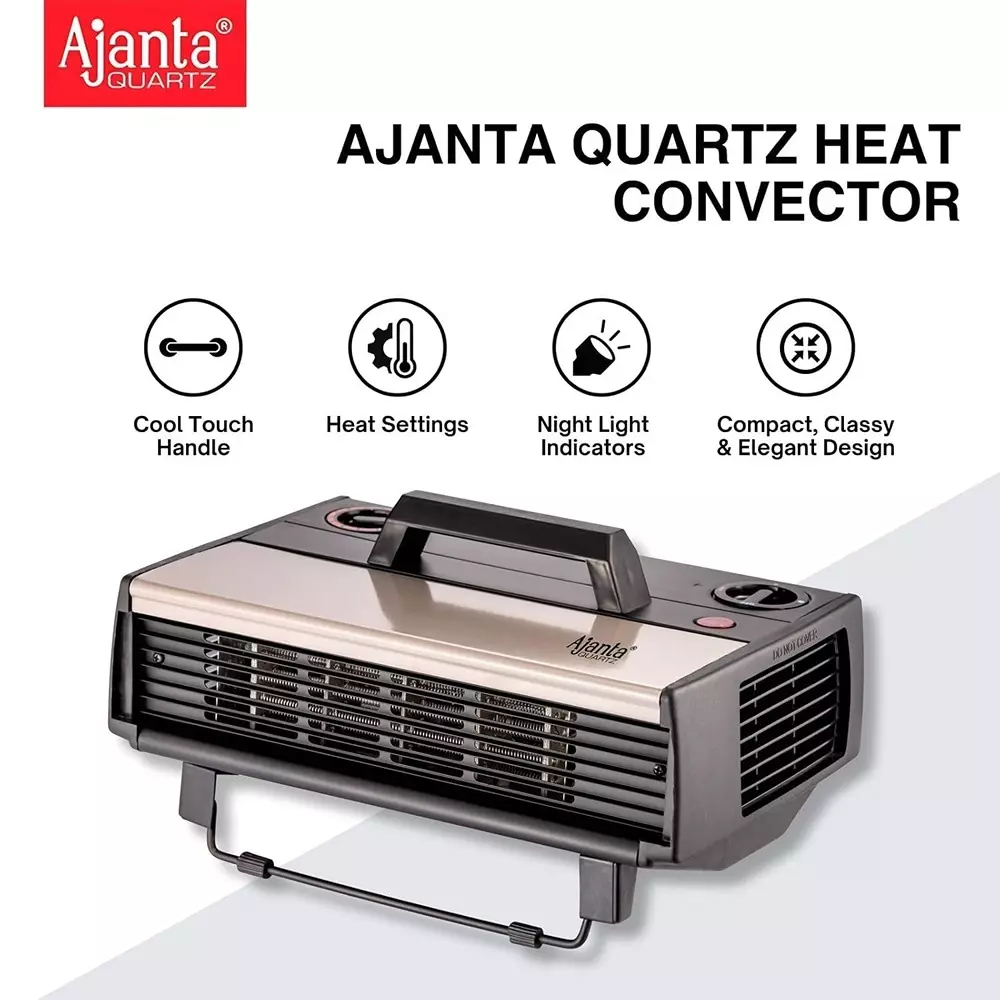 Ajanta Heat Convector Heater 1000 W/2000 W 2 Heat Setting with Cool Touch Handle, HC-912