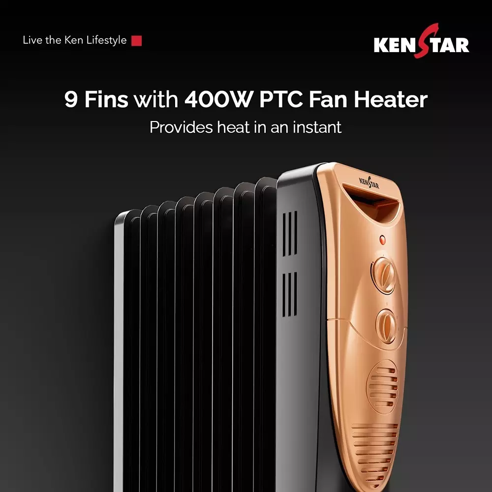 kenstar-2400-w-oil-filled-room-heater-with-400-w-ptc-fan-heater-9-fins-in-black-gold-color-luxora