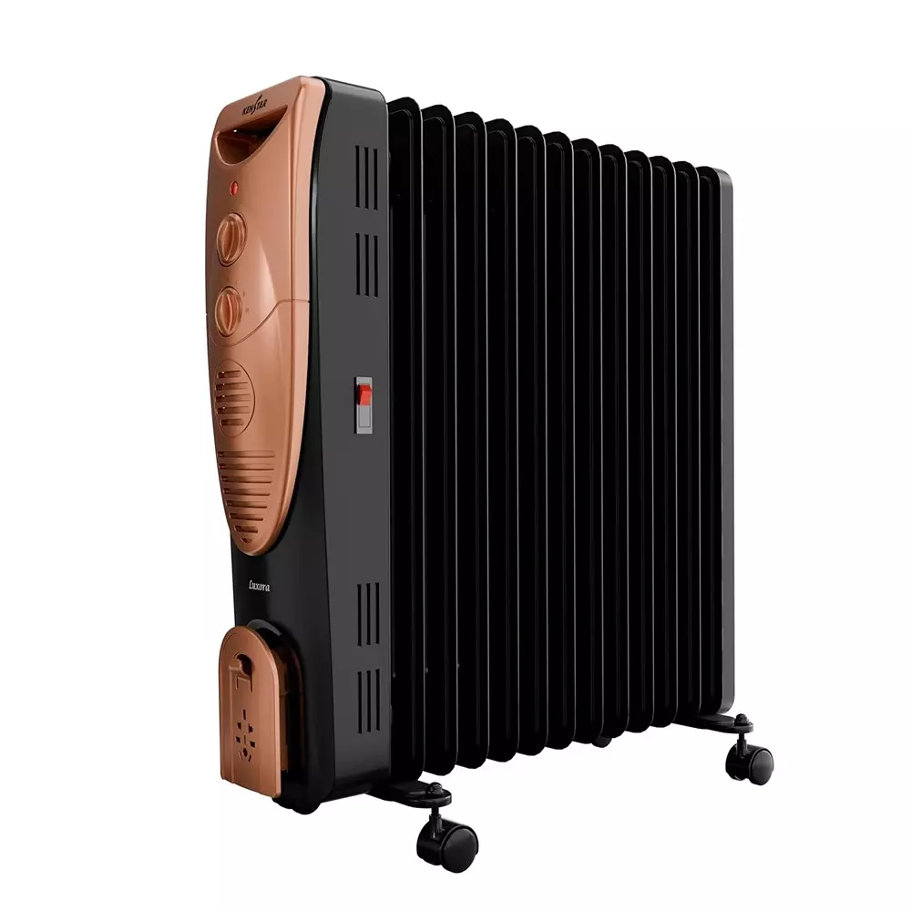 Kenstar 2900 W Oil Filled Room Heater with 400 W PTC Fan Heater, 13 Fins in Black & Gold Color, Luxora