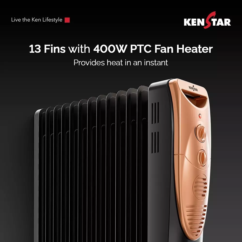 kenstar-2900-w-oil-filled-room-heater-with-400-w-ptc-fan-heater-13-fins-in-black-gold-color-luxora
