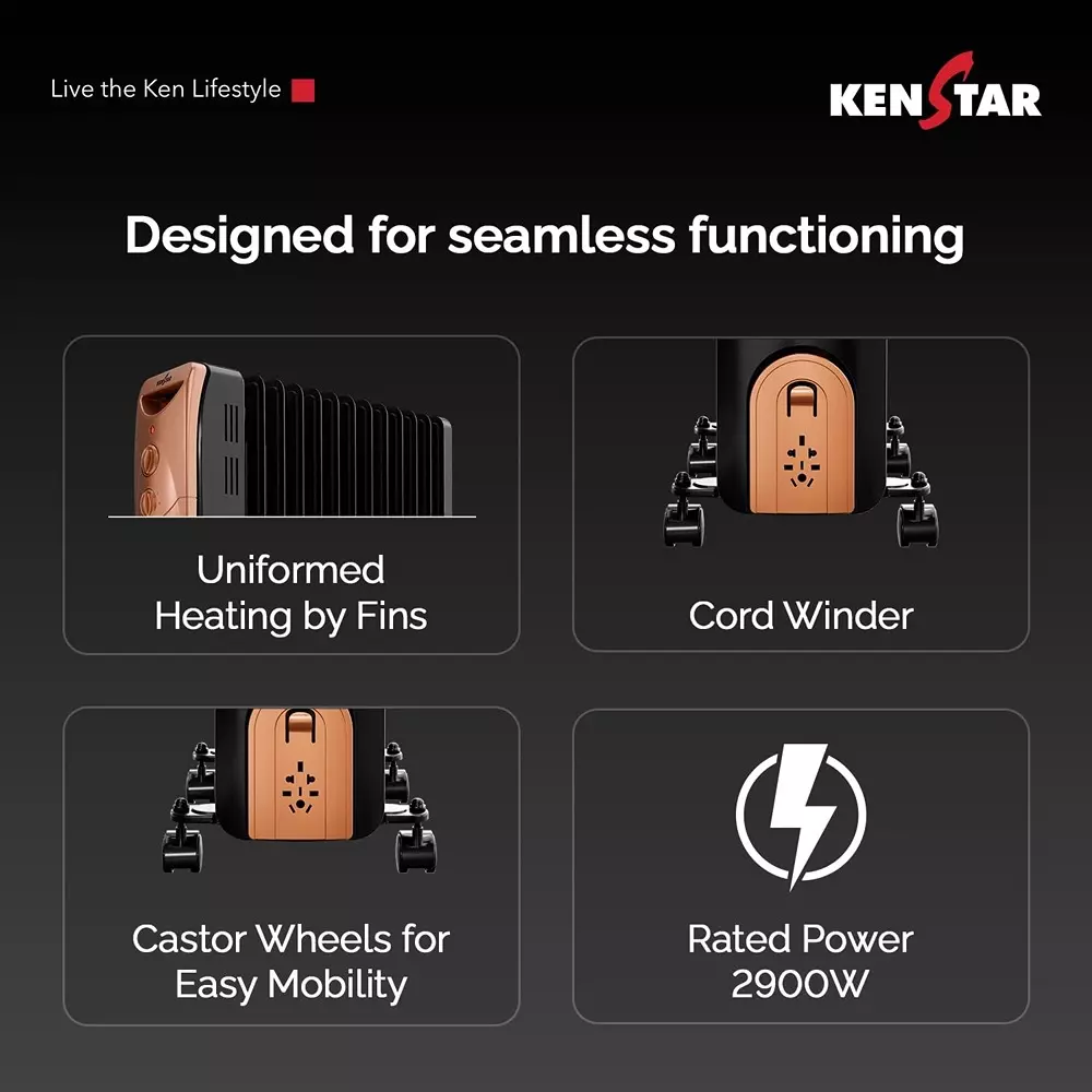 kenstar-2900-w-oil-filled-room-heater-with-400-w-ptc-fan-heater-13-fins-in-black-gold-color-luxora