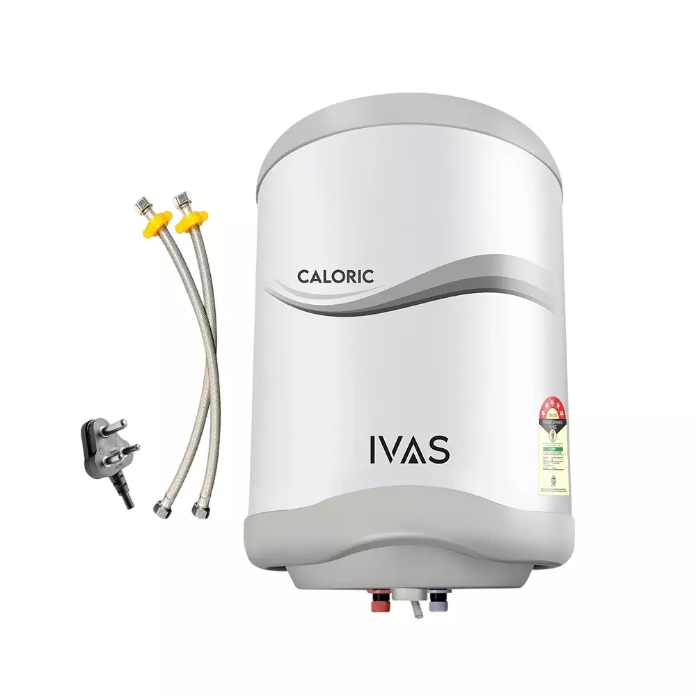 IVAS Caloric Water Heater 2000 W Power Corded Electric White 25 L Tank Capacity LED Lights Indicator for Bathroom Use