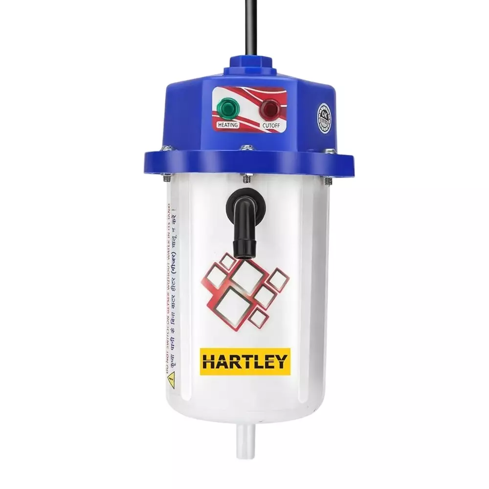 Hartley Portable Mini Instant Geyser ABS Plastic 1 L Capacity 3000 W Power Copper Heating Element, White & Blue