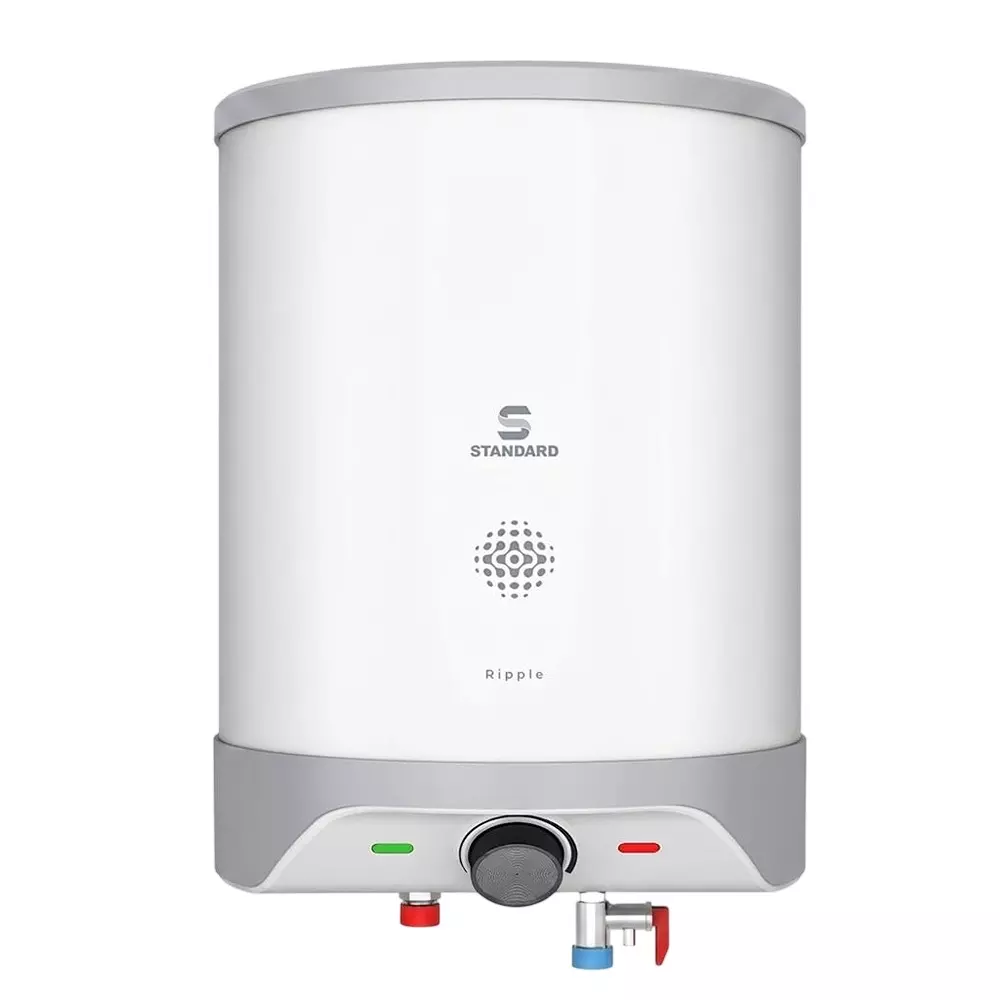Standard by Havells 10 L Standard Ripple Storage Water Heater Geyser Vertical Wall Mounted and 2000 W Rating in White & Grey Color, GSWAFATWG10