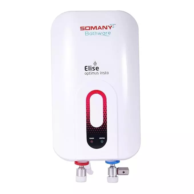 Somany Water Heater Geyser Signature Collection Vertical 3000 W Upto 5 Bar Pressure 3 L White, Elise Optimus Insta