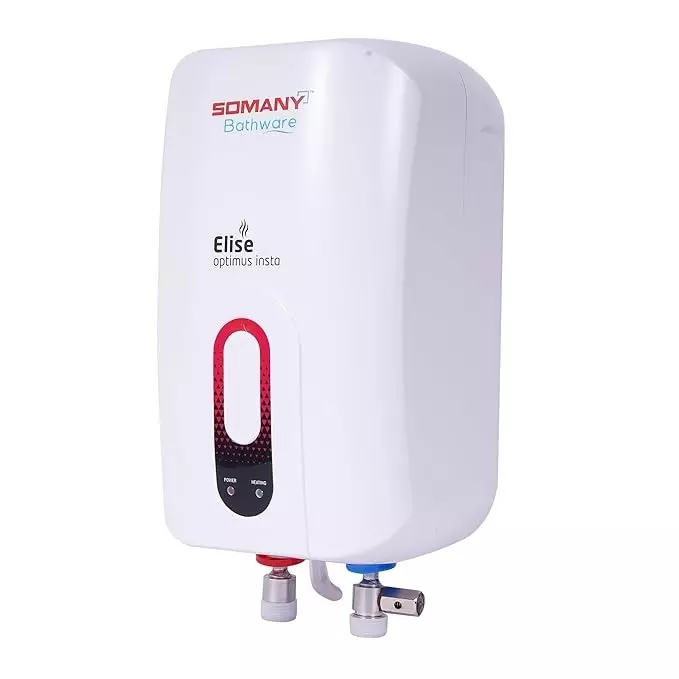 Somany Water Heater Geyser Signature Collection Vertical 3000 W Upto 5 Bar Pressure 3 L White, Elise Optimus Insta