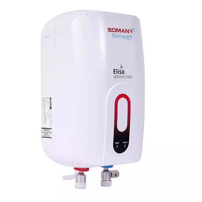 Somany Water Heater Geyser Signature Collection Vertical 3000 W Upto 5 Bar Pressure 3 L White, Elise Optimus Insta
