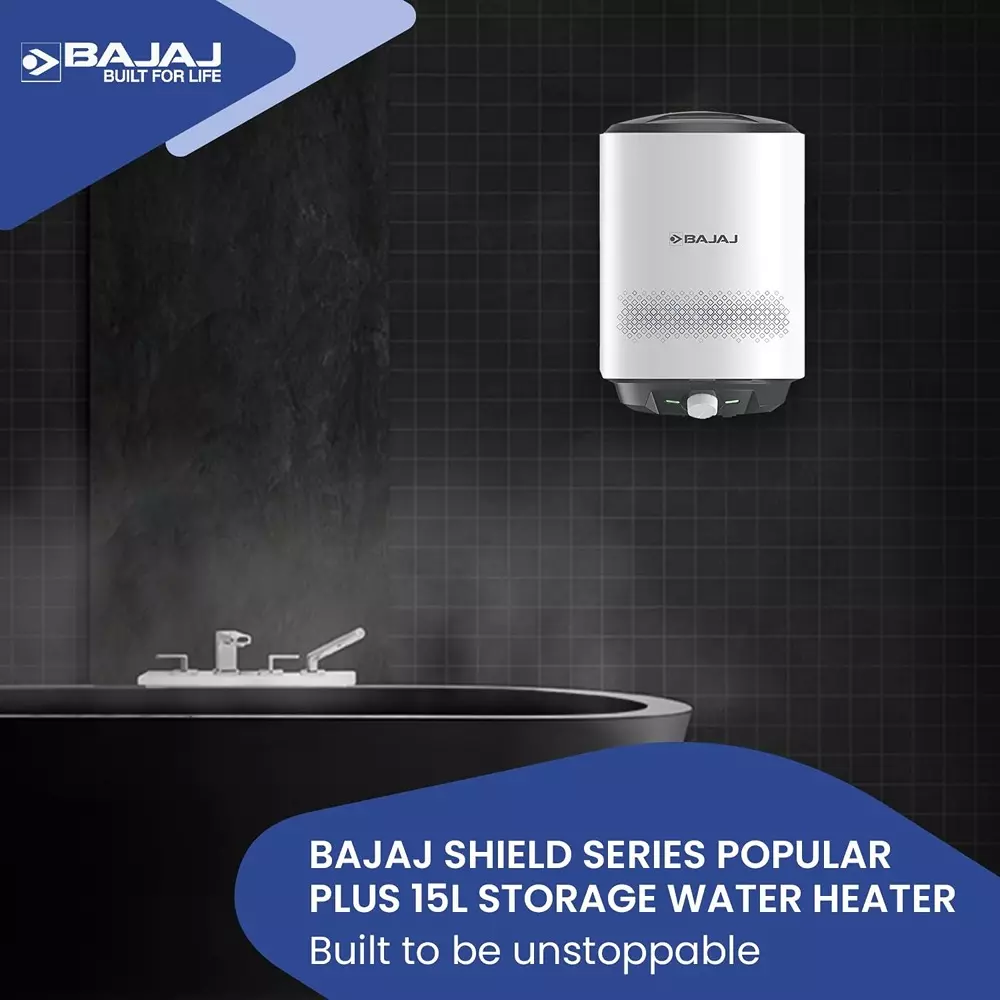 Bajaj Shield Series Immorto 10 L Water Heater Geyser 8 Bar Working Pressure Wall Mounted White, Grey