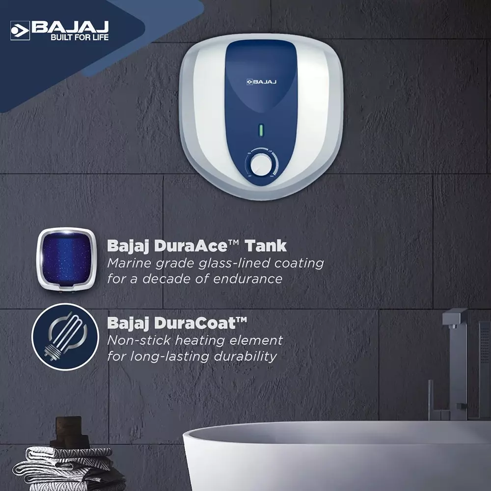 Bajaj Armor Series Pentacle 25 L Water Heater Geyser 8 Bar Working Pressure Wall Mounted White, Blue