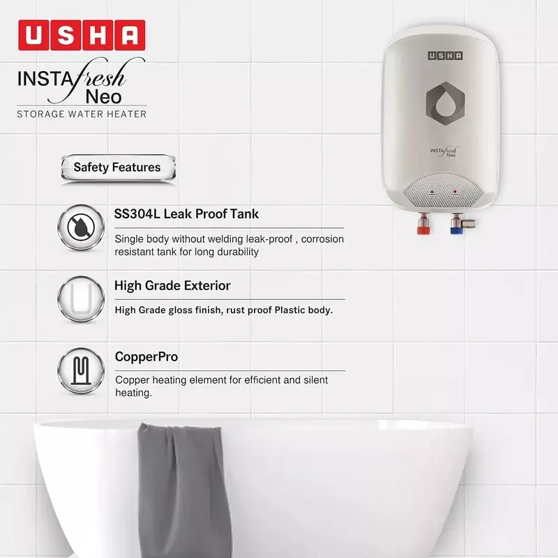 usha-instafresh-neo-5-l-instant-water-heater-geyser-white-color-3000-w-rating-plastic-body-and-upto-65-bar-pressure