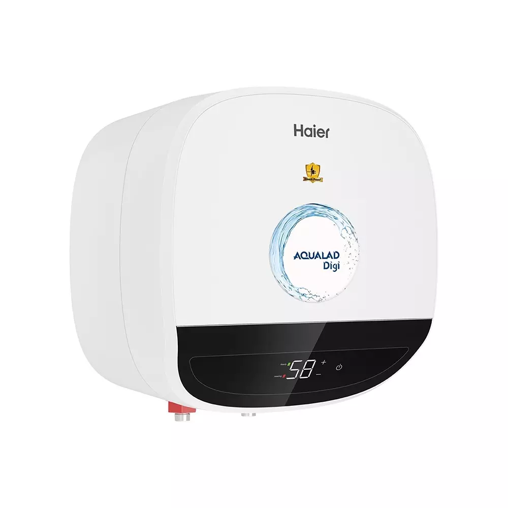 Haier AQUALAD Digi Series Square Water Heater White & Black 2200 W Rated Power 5 Star Rating (Capacity: 15 - 25 L)