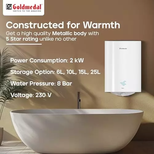 Goldmedal Tizio Vertical Storage Water Heater 6 L White, SWME01006VWH