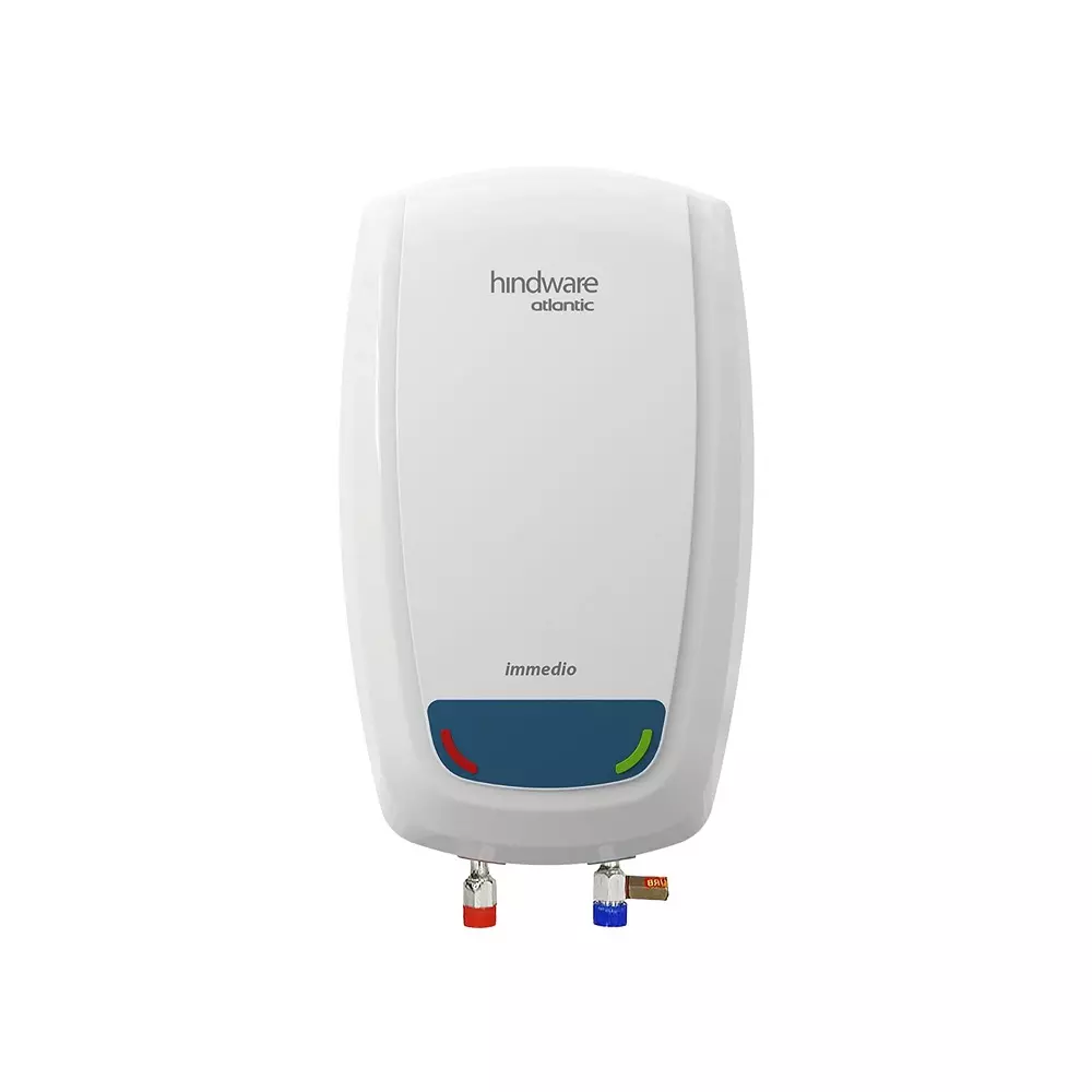 Hindware Immedio Water Geyser 3 L Capacity White & Blue Wall Mount, B9-5OMP-F34U