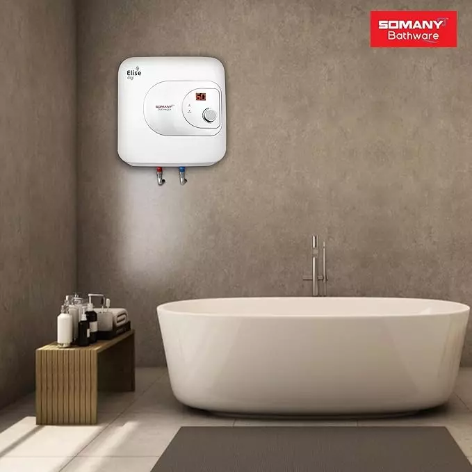 Somany Water Heater Geyser Signature Collection Vertical 2000 W Upto 8 Bar Pressure 25 L White, Elise Digi