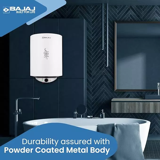 Bajaj 10 L Storage Water Heater Geyser Wall Mount Vertical Orientation 2000 W, 8 Bar Pressure, Edrea