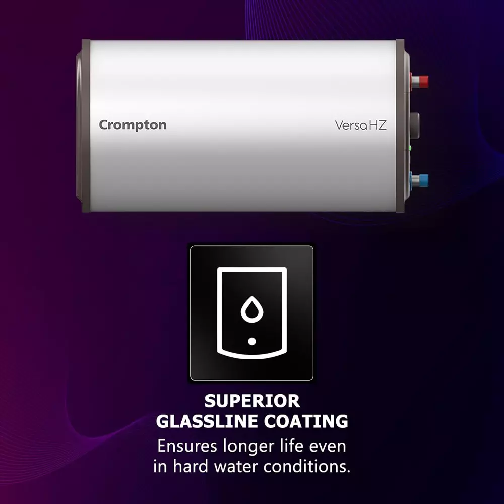 Crompton Versa Horizontal LHS 25 L White Storage Water Heater Geyser, ‎ASWH-4125