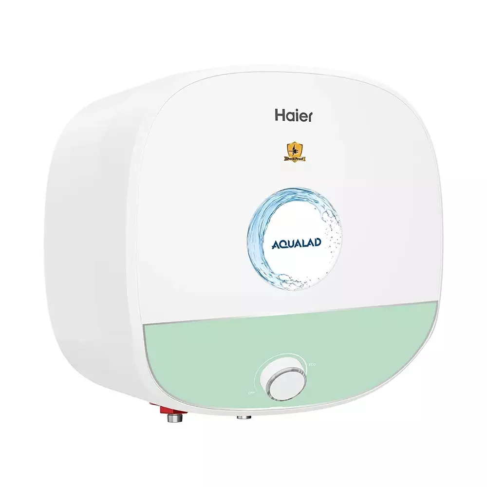 Haier AQUALAD Series Square Water Heater White & Green 15 L Capacity 2200 W Rated Power 5 Star Rating, ES15V-AQUALAD-GREEN